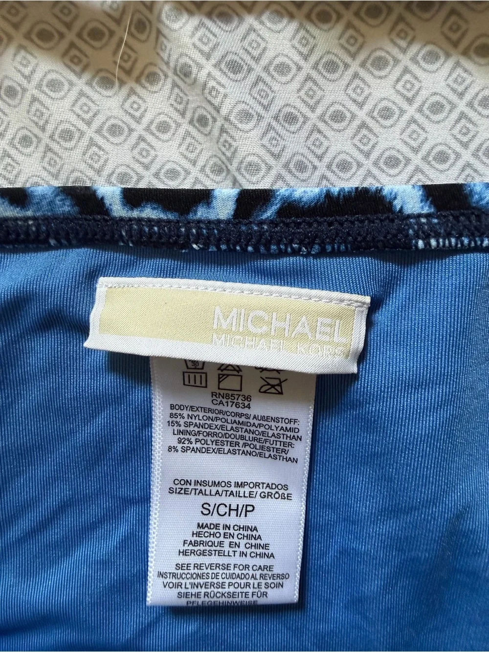 Michael Kors Light Blue and Black Leopard-Print Triangle Bikini